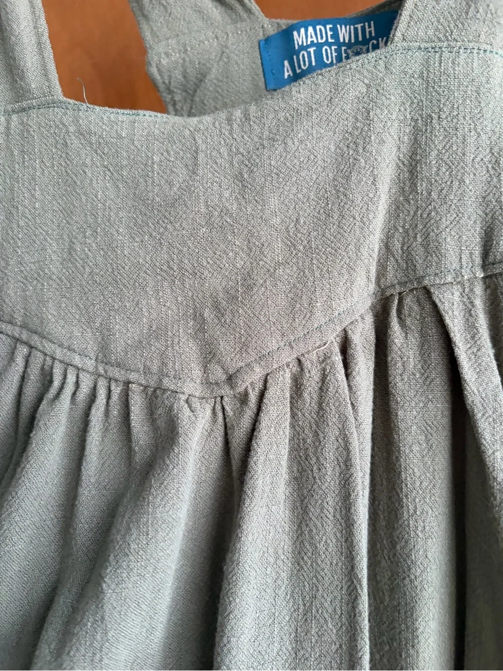Hand Sew Olive Green Ribbed Pinafore Midi Dress - Effortless Everyday Style - Picture 5 of 9